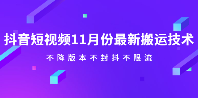 图片[1]-抖音短视频11月份最新搬运技术，不降版本不封抖不限流！【视频课程】-链启库 lianqiku.com