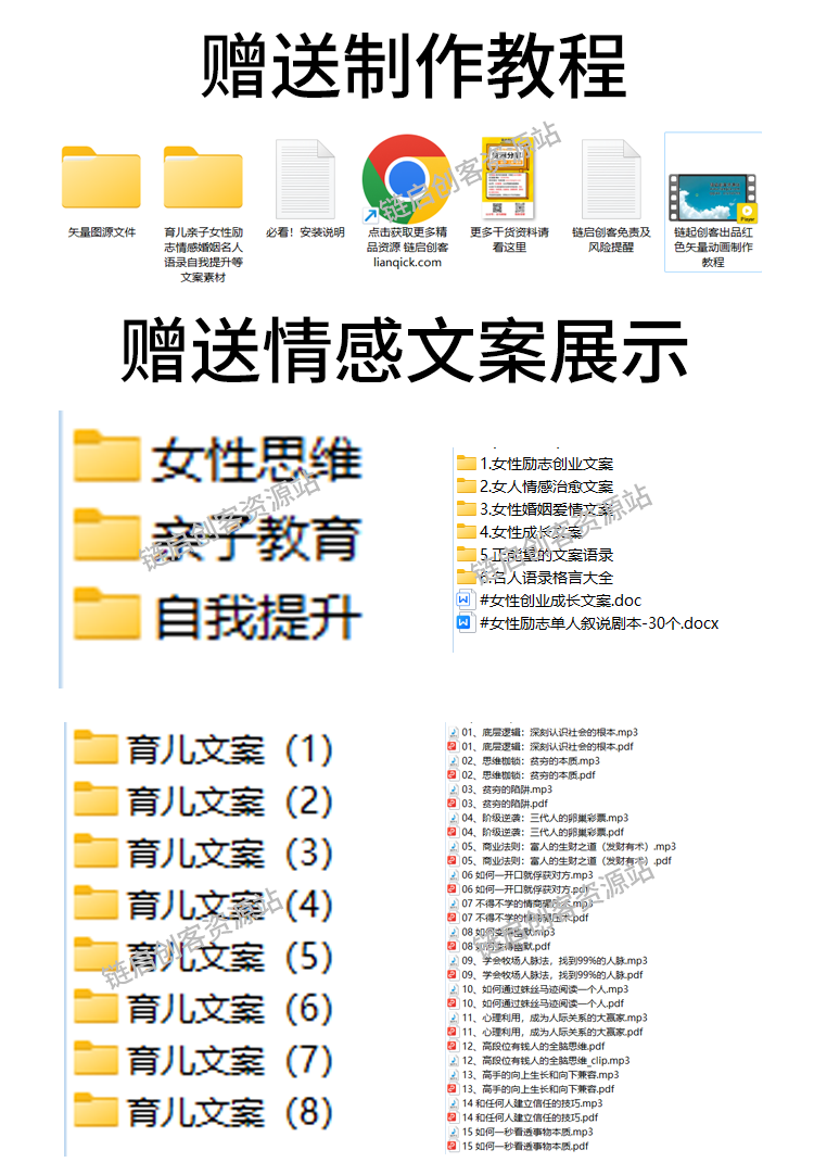 图片[4]-红色矢量动画素材图标可做情感育儿类，赠送矢量图源文件，赠送配音软件和育儿情感文案！-链启库 lianqiku.com