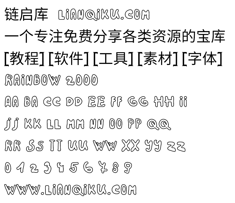 图片[2]-【Rainbow 2000】手写风格英文字体，4种样式和152个字形-链启库 lianqiku.com