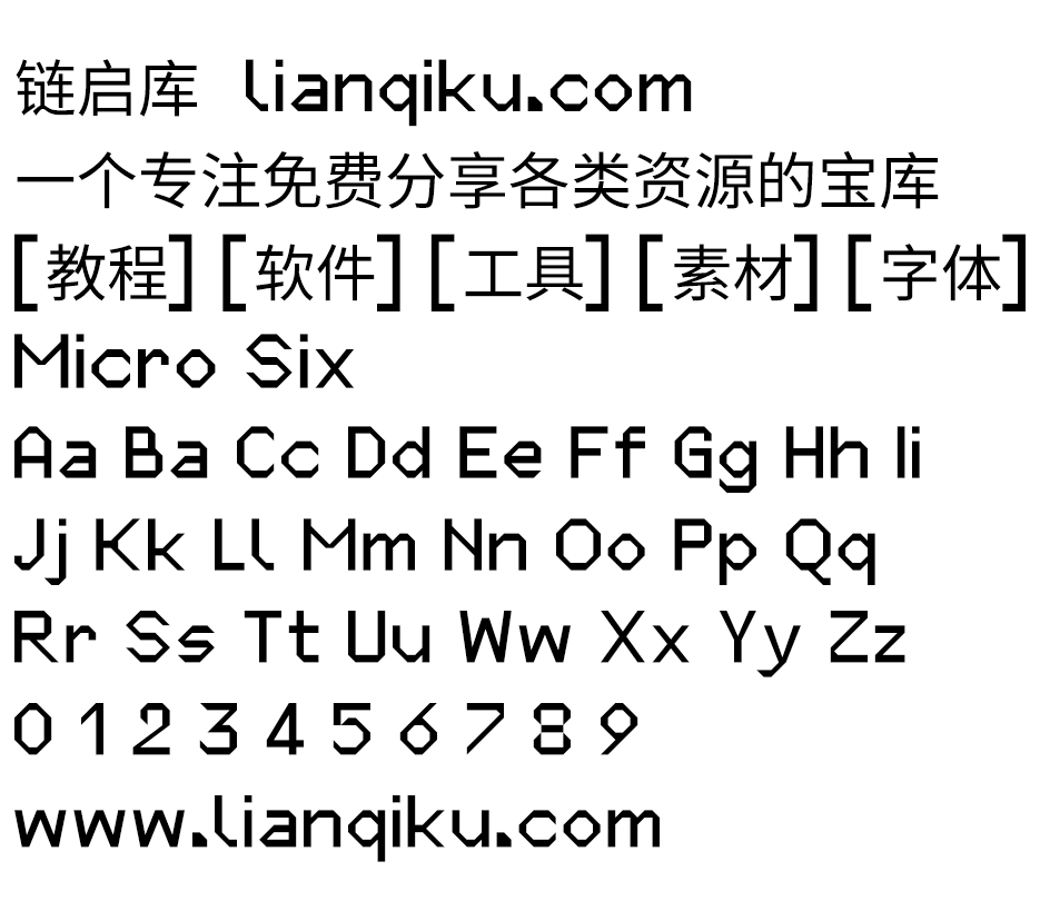 图片[2]-【Micro Six】免费英文字体 专为6pt大小设计 226个字形-链启库 lianqiku.com