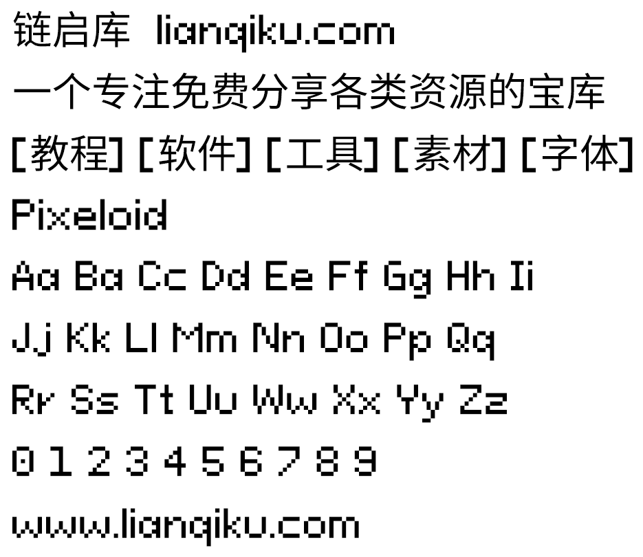 图片[2]-【Pixeloid】一款免费英文字体 包含3种样式和840个字形-链启库 lianqiku.com