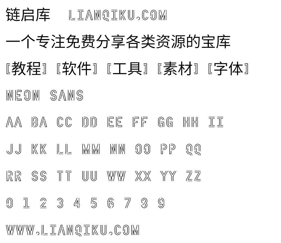 图片[2]-【Neon Sans】一种适合配合发光效果的英文装饰字体-链启库 lianqiku.com