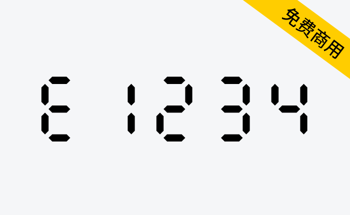 【E1234】一种类似闹钟的免费商用英文字体-链启库 lianqiku.com