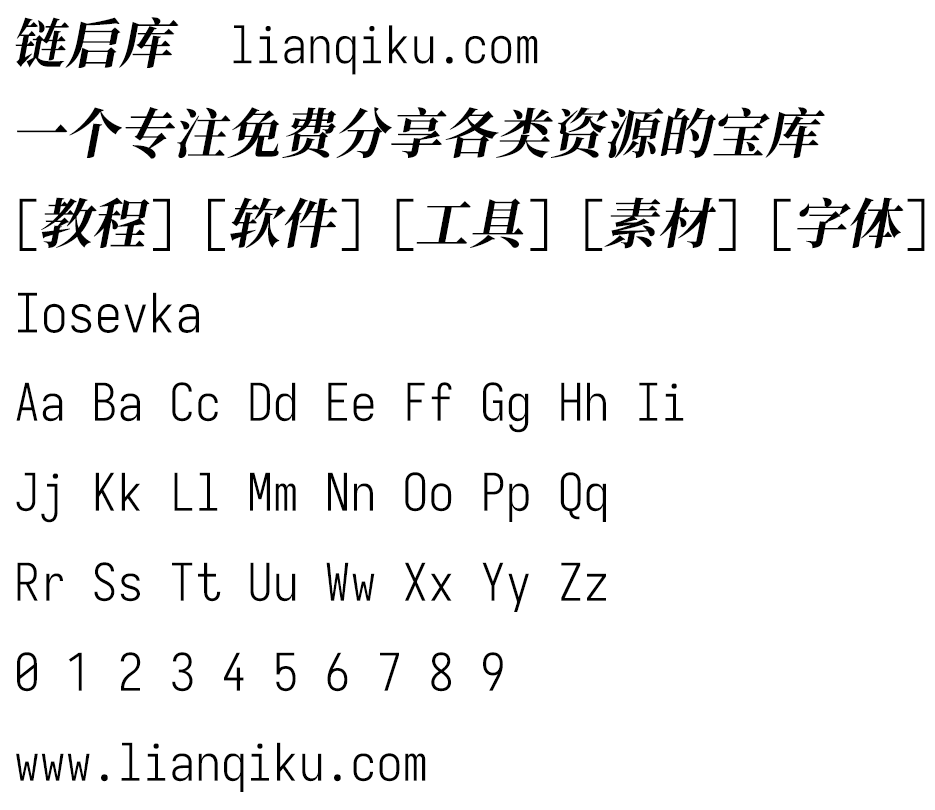 图片[4]-【Iosevka】一款现代化的编程字体集合，有非常多的字形可供选择，衬线/非衬线，多级字重，不同风格的斜体-链启库 lianqiku.com